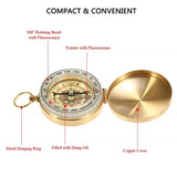 Mini Pocket Brass Golden Luminous Compass